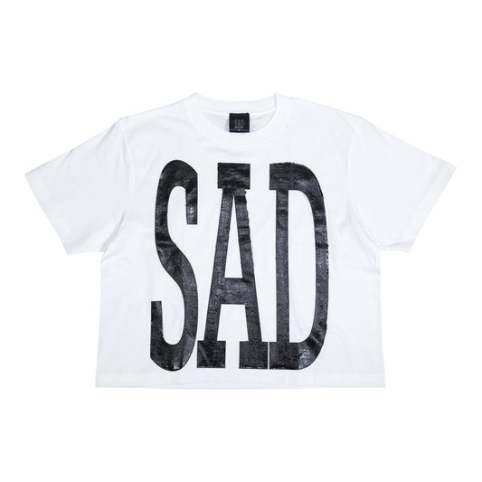 SAD SHORT SLEEVE T-SHIRT WHITE（SHORT LENGTH）