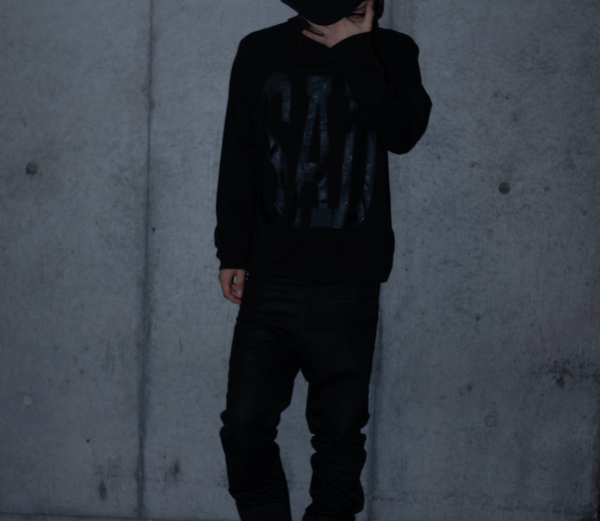 SAD LONG SLEEVE T-SHIRT BLACKOUT（ORIGINAL LENGTH）