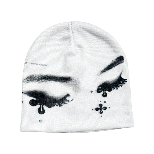 CRYING EYES BEANIE White