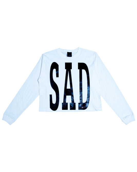 SAD LONG SLEEVE T-SHIRT WHITE（SHORT LENGTH）