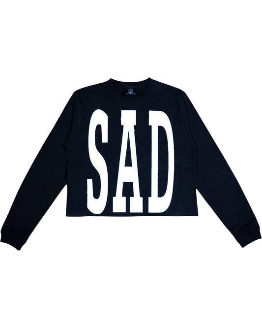 SAD LONG SLEEVE T-SHIRT BLACK（SHORT LENGTH）